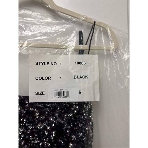 MAC DUGGAL Size 6 Black 10883 Embellished Scoop Neck Tiered Formal Gown Dress - Picture 11 of 11